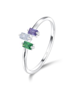 Rectangle CZ Stone Silver Ring NSR-3942